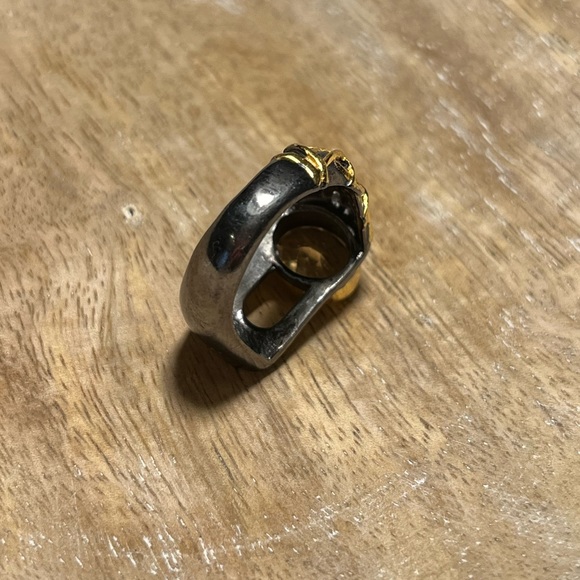 NWOT Black Rhodium 925 Sterling Silver Citrine Crystal Statement Ring - Picture 15 of 16